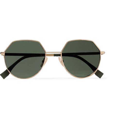 fendi gold rimmed sunglasses|Fendi hexagon sunglasses.